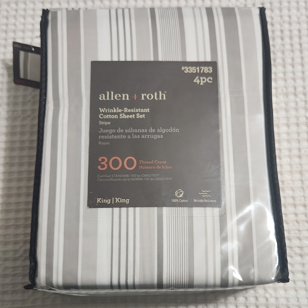 Wrinkle-Resistant Cotton Sheet Set - Stripe